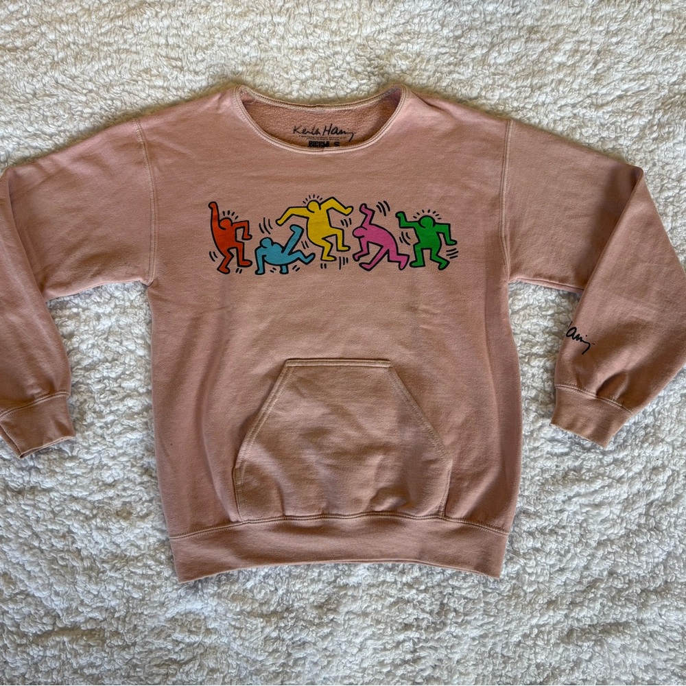 Keith Haring Sweatshirt, hand dyed with scoop neckline
